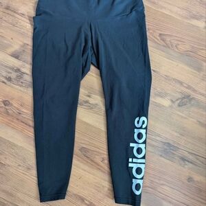 Adidas Kids Black Leggings with White Logo